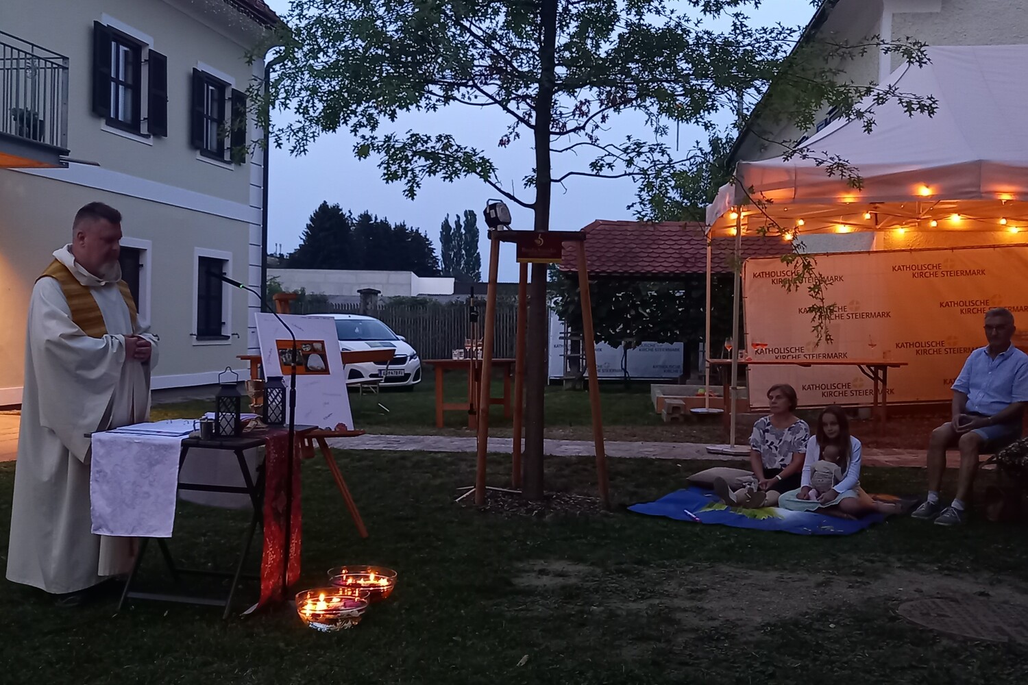 Messe auf der Picknickdecke